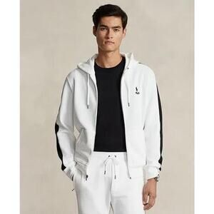 POLO RALPH LAUREN Men's Polo Pony Zip-Front Hoodie Size XL In White Multi